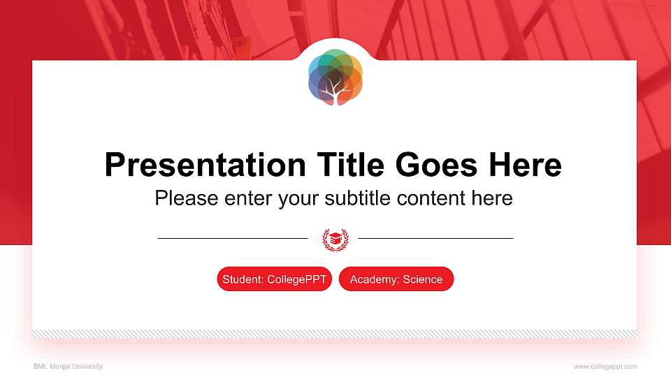 BML Munjal University National Scholarship Defense PPT Template16:9 ratio PPT effect preview image