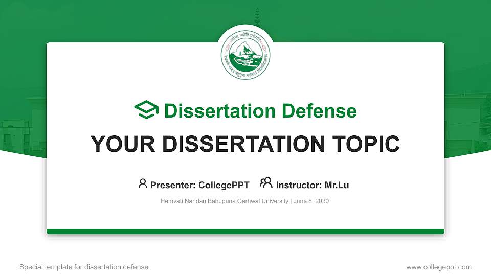 Hemvati Nandan Bahuguna Garhwal University Graduation Thesis Defense PPT Template16:9 ratio PPT effect preview image