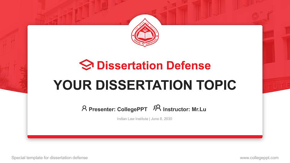 Indian Law Institute Graduation Thesis Defense PPT Template16:9 ratio PPT effect preview image