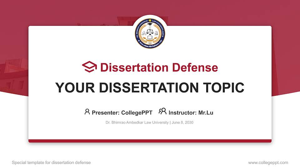 Dr. Bhimrao Ambedkar Law University Graduation Thesis Defense PPT Template16:9 ratio PPT effect preview image