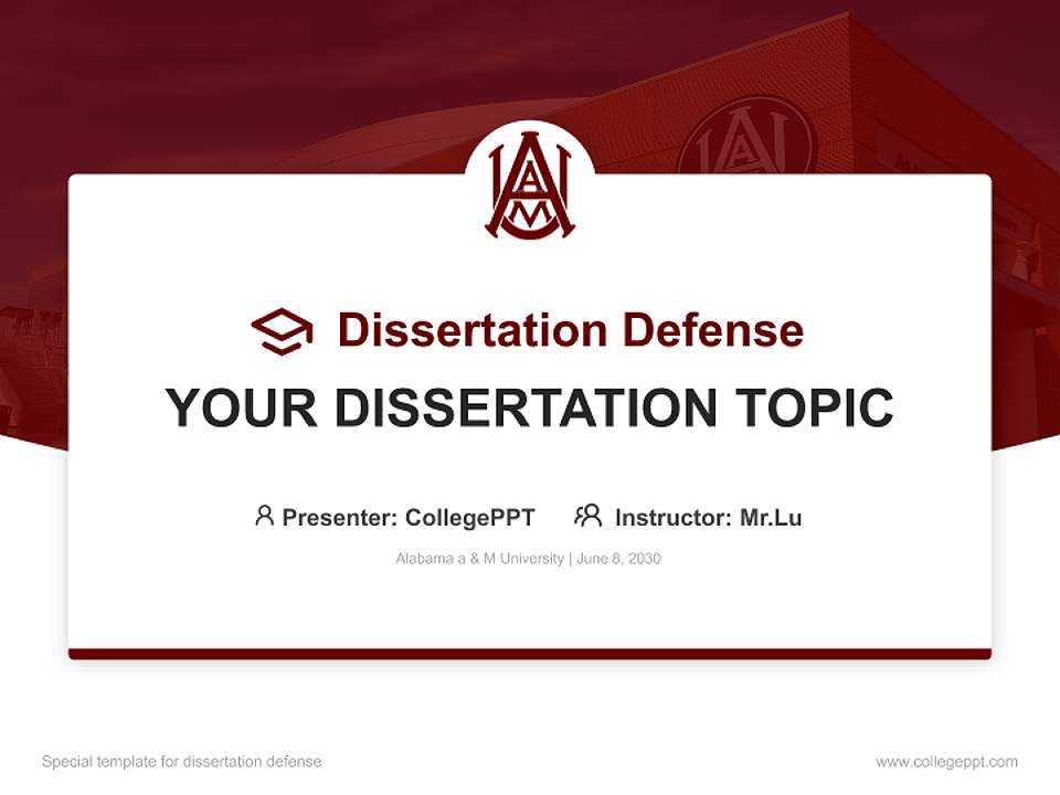 Alabama a & M University Graduation Thesis Defense PPT Template4:3 ratio PPT effect preview image7