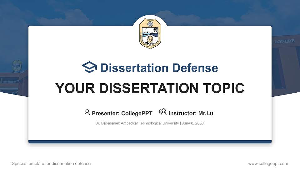 Dr. Babasaheb Ambedkar Technological University Graduation Thesis Defense PPT Template16:9 ratio PPT effect preview image