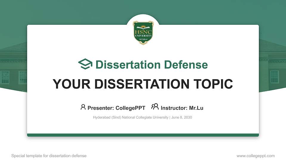 Hyderabad (Sind) National Collegiate University Graduation Thesis Defense PPT Template16:9 ratio PPT effect preview image