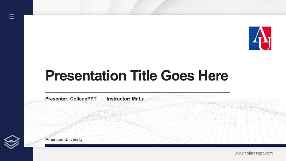 American University Thesis Proposal/Graduation Defense PPT Template16:9 ratio PPT effect preview image