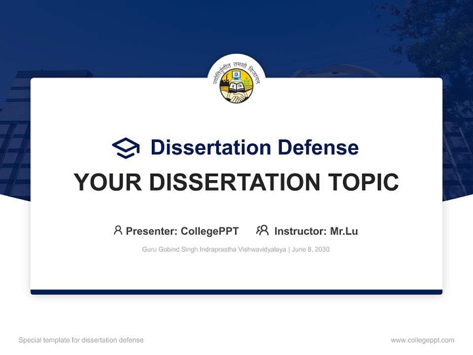 Guru Gobind Singh Indraprastha Vishwavidyalaya Graduation Thesis Defense PPT Template4:3 ratio PPT effect preview image7