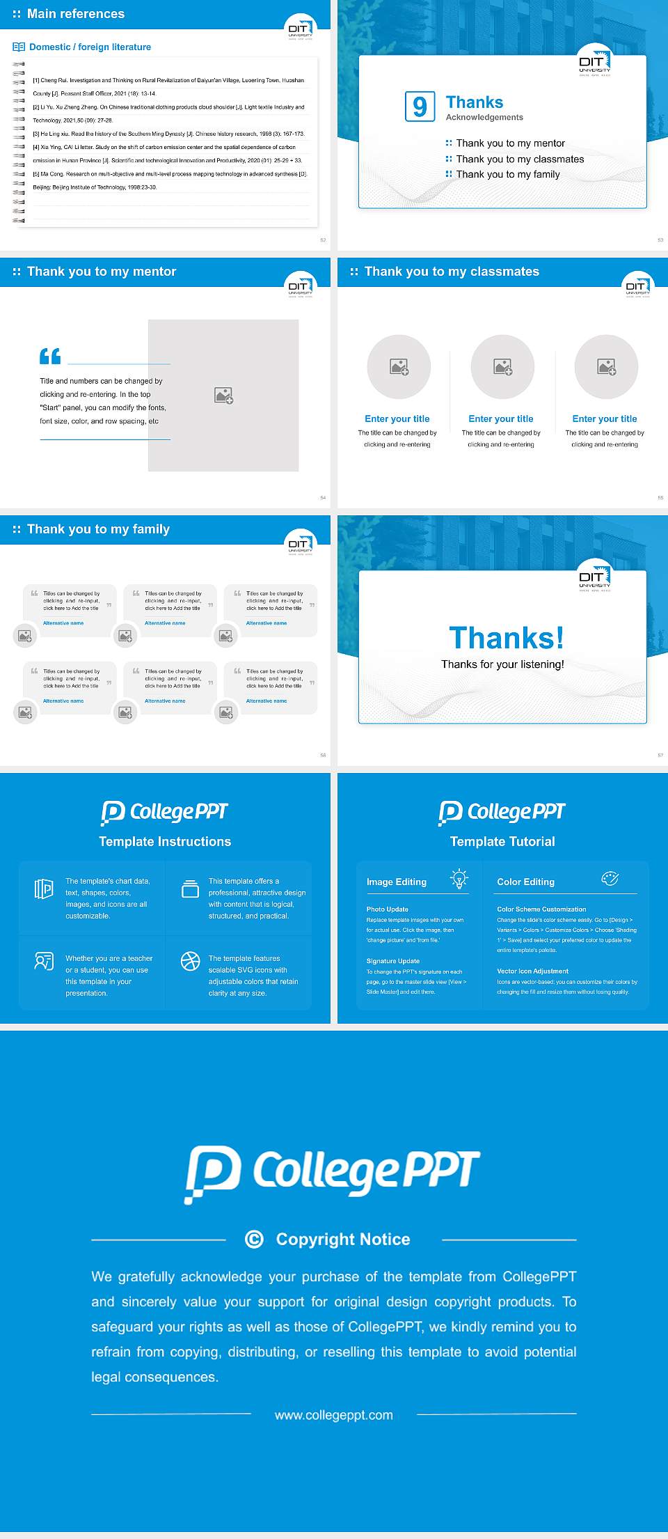 DIT University Graduation Thesis Defense PPT Template4:3 ratio PPT effect preview image7
