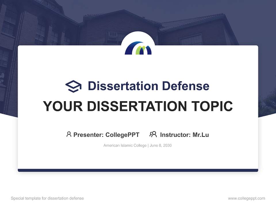 American Islamic College Graduation Thesis Defense PPT Template4:3 ratio PPT effect preview image7