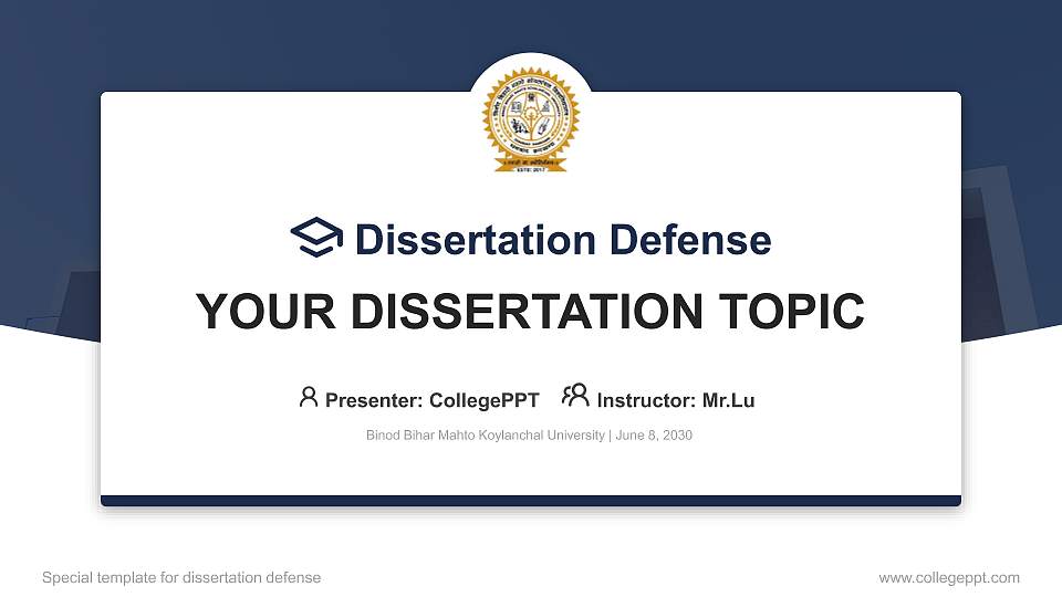 Binod Bihar Mahto Koylanchal University Graduation Thesis Defense PPT Template16:9 ratio PPT effect preview image