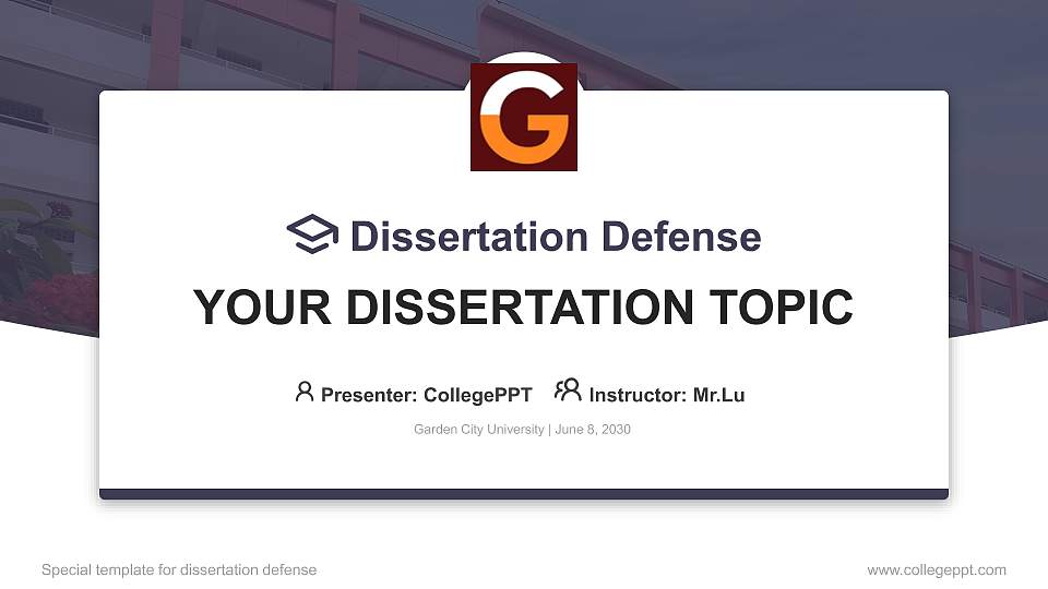 Garden City University Graduation Thesis Defense PPT Template16:9 ratio PPT effect preview image