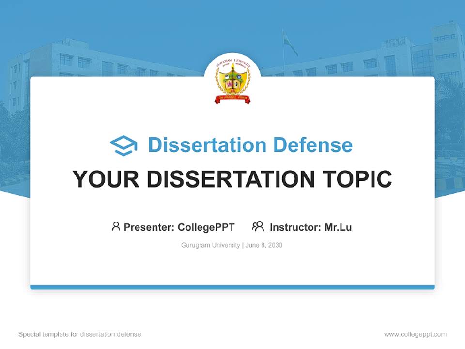 Gurugram University Graduation Thesis Defense PPT Template4:3 ratio PPT effect preview image7