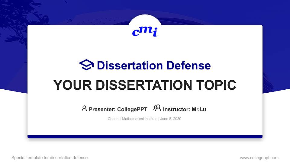 Chennai Mathematical Institute Graduation Thesis Defense PPT Template16:9 ratio PPT effect preview image