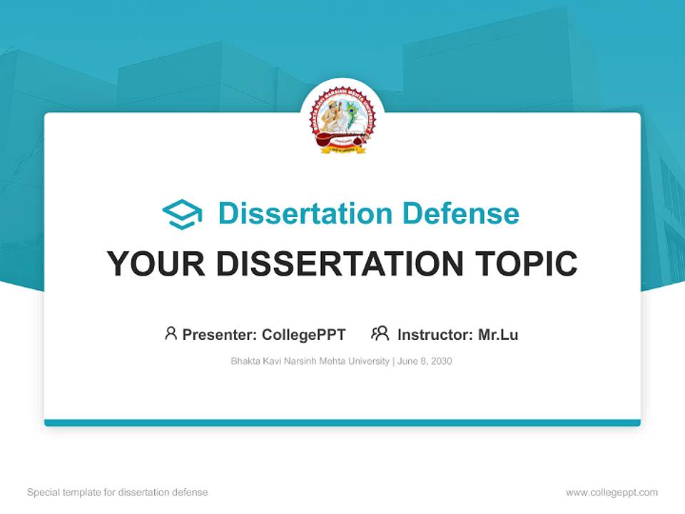Bhakta Kavi Narsinh Mehta University Graduation Thesis Defense PPT Template4:3 ratio PPT effect preview image7