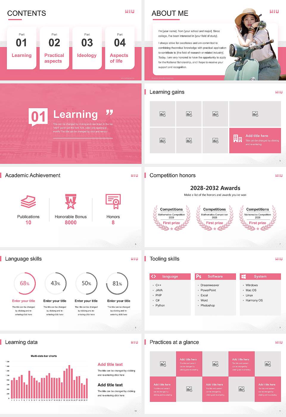 Hiroshima International University National Scholarship Defense PPT Template16:9 ratio PPT effect preview image2