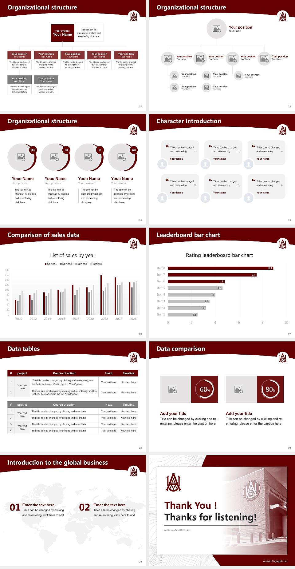 Alabama a & M University Academic Presentation/Research Findings Report PPT Template4:3 ratio PPT effect preview image4