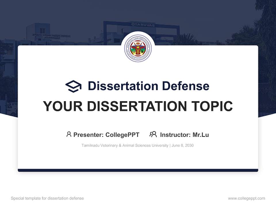 Tamilnadu Veterinary & Animal Sciences University Graduation Thesis Defense PPT Template4:3 ratio PPT effect preview image7