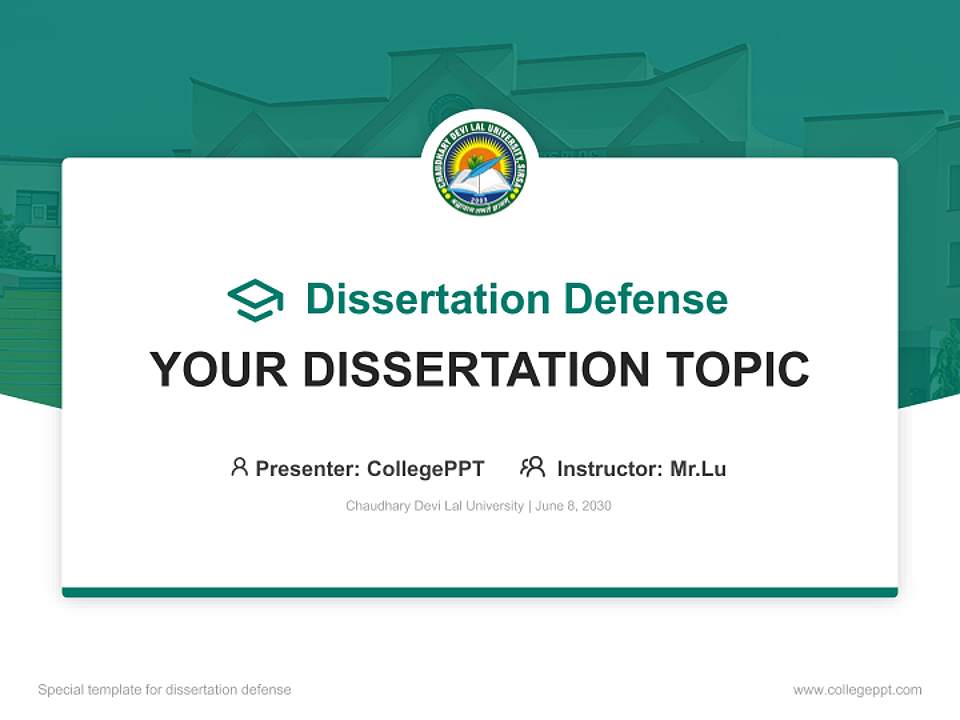 Chaudhary Devi Lal University Graduation Thesis Defense PPT Template4:3 ratio PPT effect preview image7