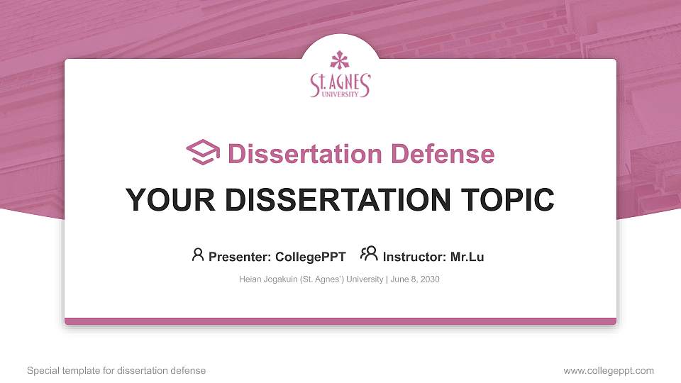 Heian Jogakuin (St. Agnes’) University Graduation Thesis Defense PPT Template16:9 ratio PPT effect preview image