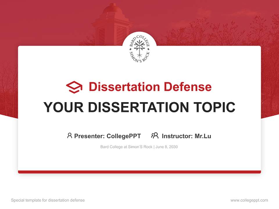 Bard College at Simon’S Rock Graduation Thesis Defense PPT Template4:3 ratio PPT effect preview image7