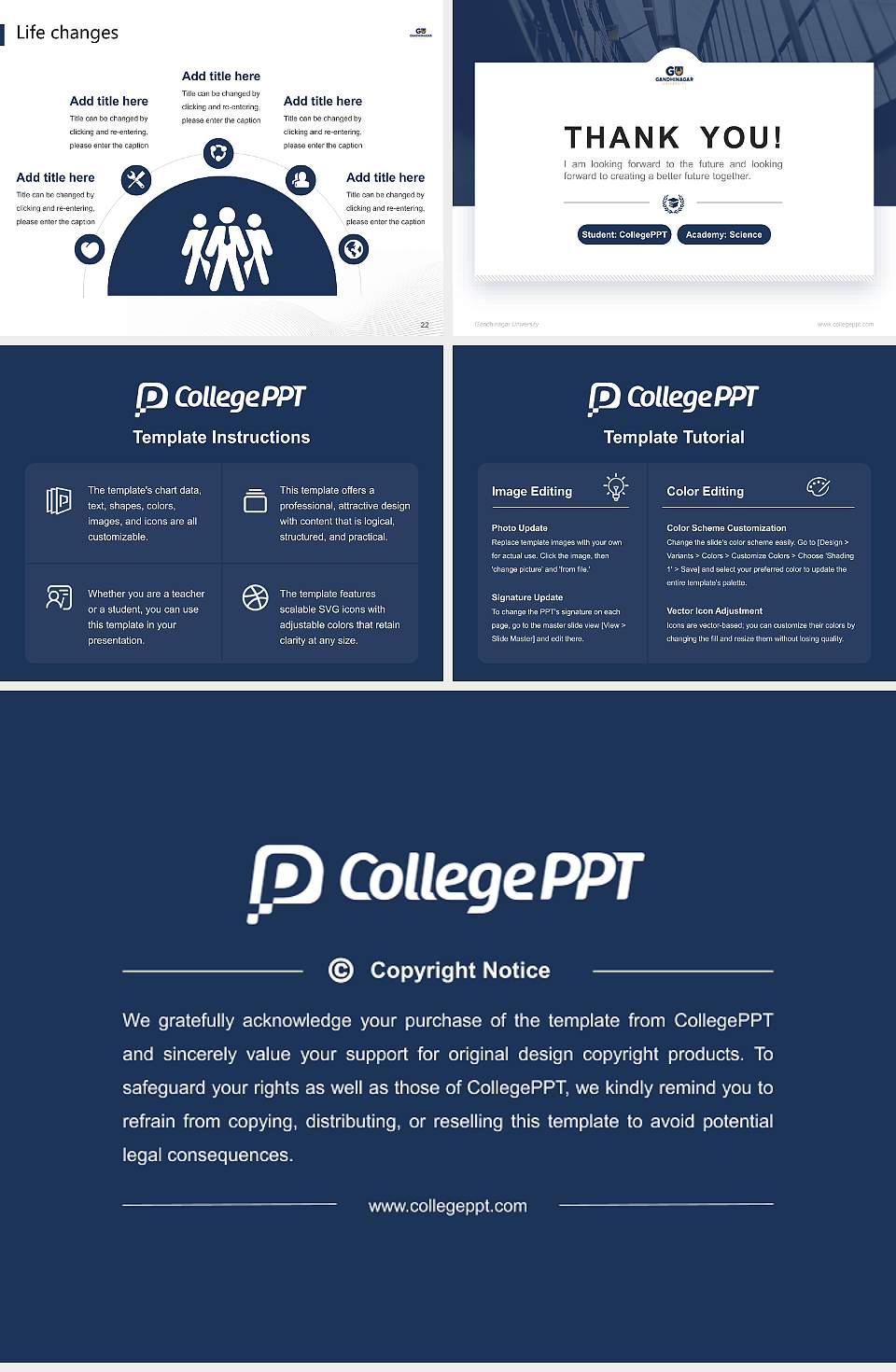 Gandhinagar University National Scholarship Defense PPT Template4:3 ratio PPT effect preview image4