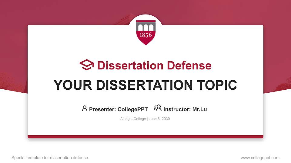 Albright College Graduation Thesis Defense PPT Template16:9 ratio PPT effect preview image