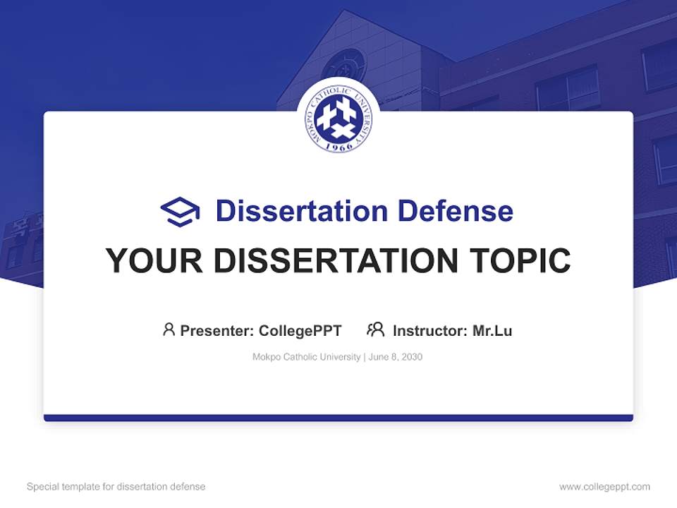 Mokpo Catholic University Graduation Thesis Defense PPT Template4:3 ratio PPT effect preview image7
