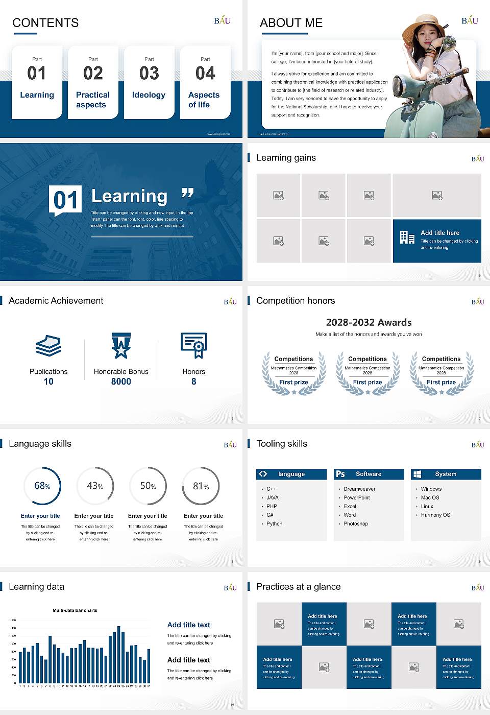 Baekseok Arts University National Scholarship Defense PPT Template16:9 ratio PPT effect preview image2