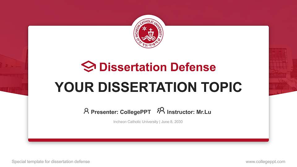 Incheon Catholic University Graduation Thesis Defense PPT Template16:9 ratio PPT effect preview image