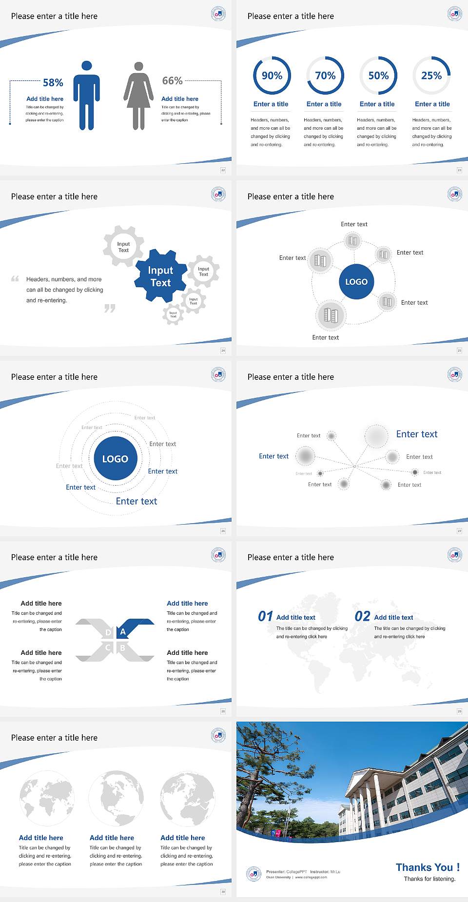 Osan University Course/Courseware Creation PPT Template4:3 ratio PPT effect preview image4