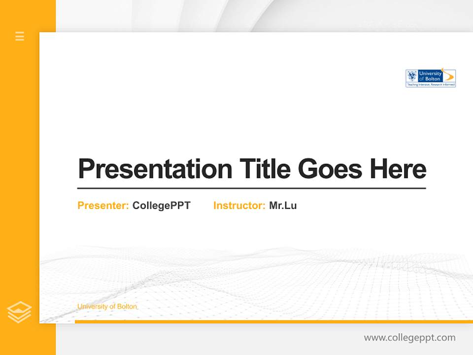 University of Bolton Thesis Proposal/Graduation Defense PPT Template4:3 ratio PPT effect preview image5