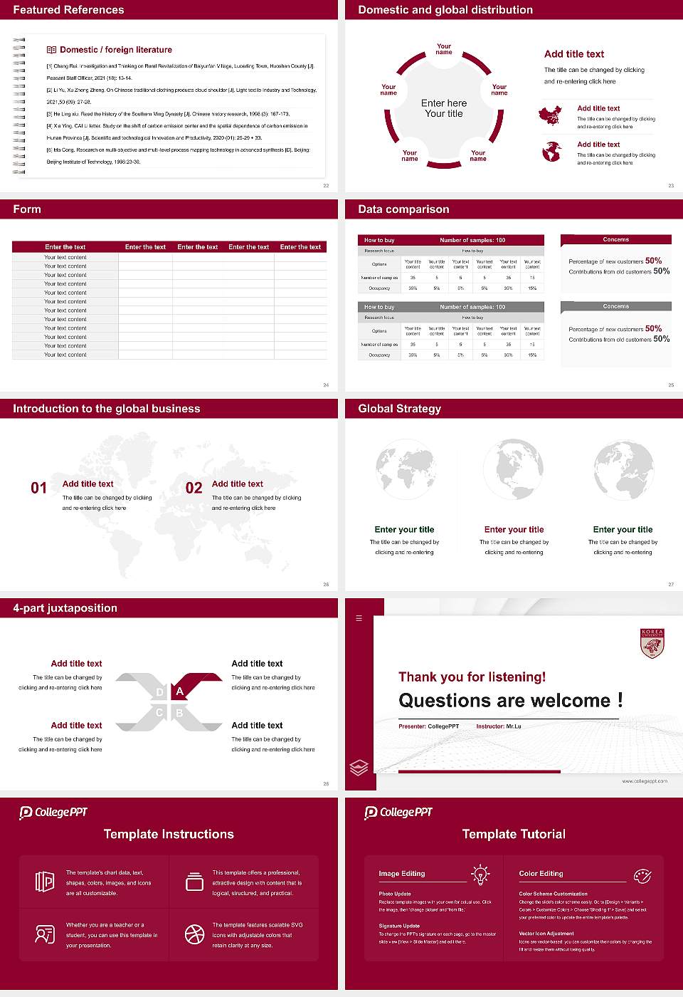 Korea University Thesis Proposal/Graduation Defense PPT Template16:9 ratio PPT effect preview image4