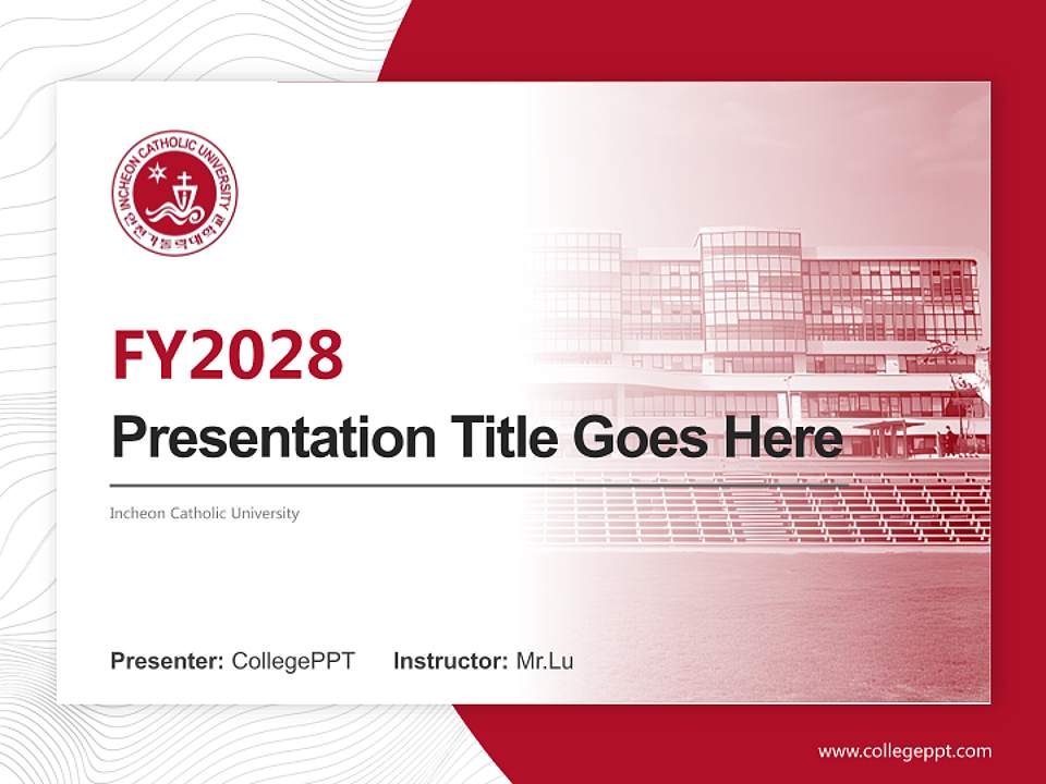 Incheon Catholic University Academic Presentation/Research Findings Report PPT Template4:3 ratio PPT effect preview image5