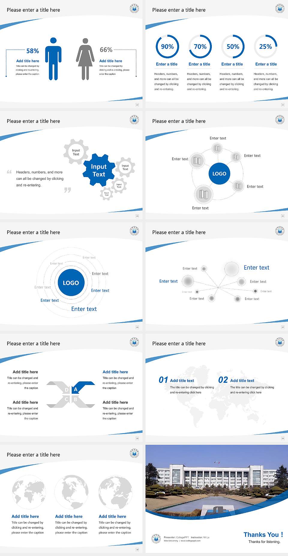 Inha University Course/Courseware Creation PPT Template4:3 ratio PPT effect preview image4