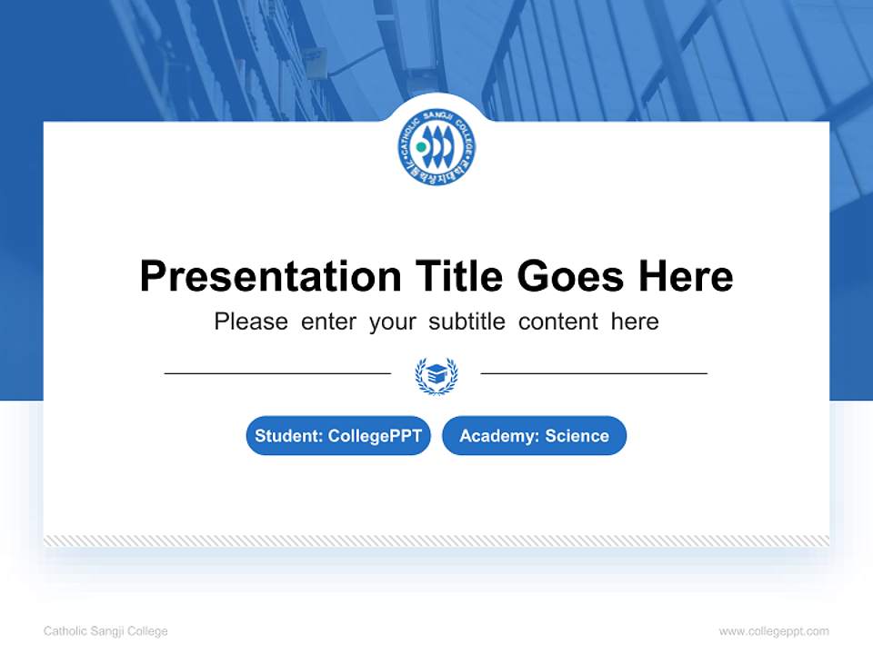 Catholic Sangji College National Scholarship Defense PPT Template4:3 ratio PPT effect preview image4