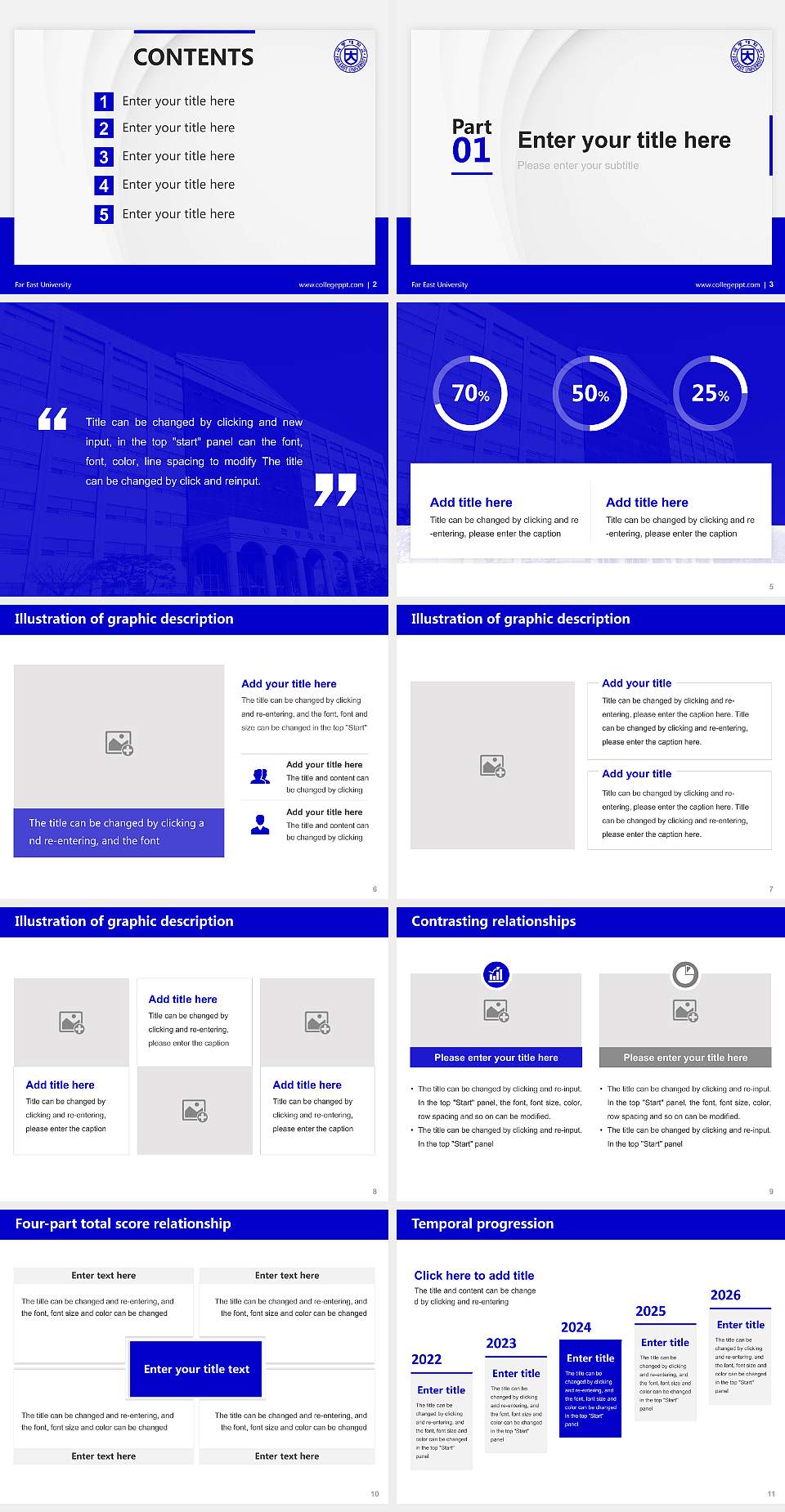 Far East University Thesis Proposal/Graduation Defense PPT Template4:3 ratio PPT effect preview image2