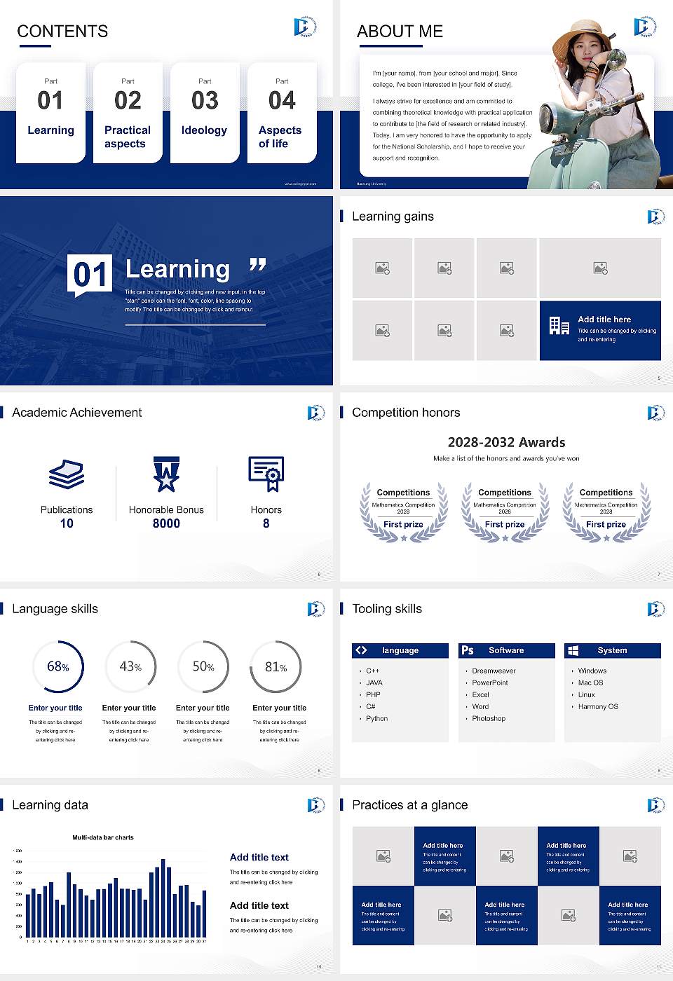 Hansung University National Scholarship Defense PPT Template16:9 ratio PPT effect preview image2