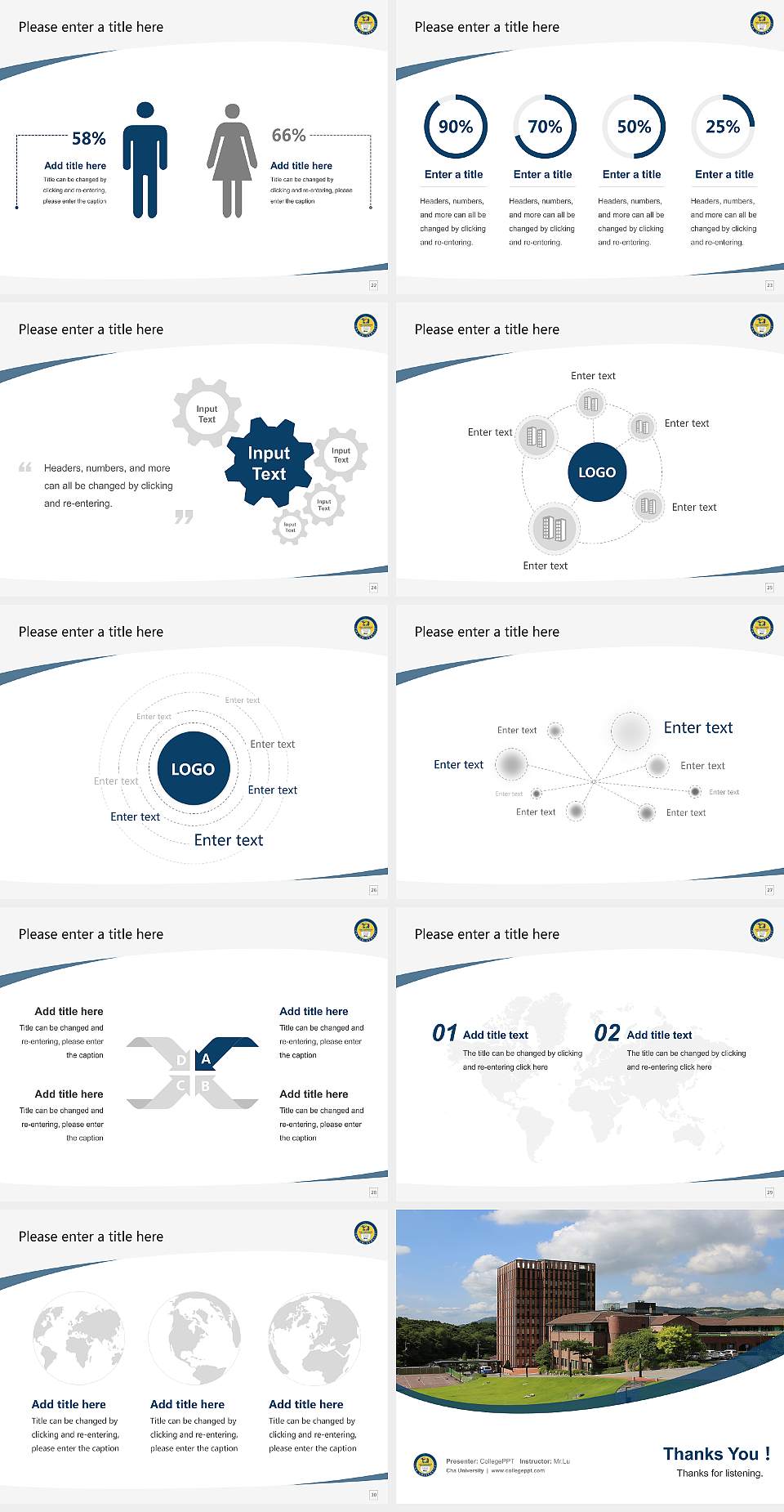 Cha University Course/Courseware Creation PPT Template4:3 ratio PPT effect preview image4