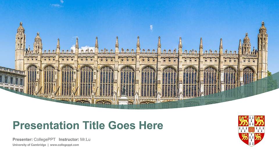 University of Cambridge Course/Courseware Creation PPT Template16:9 ratio PPT effect preview image