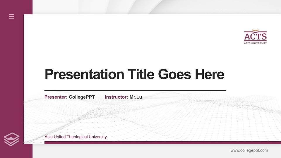 Asia United Theological University Thesis Proposal/Graduation Defense PPT Template16:9 ratio PPT effect preview image