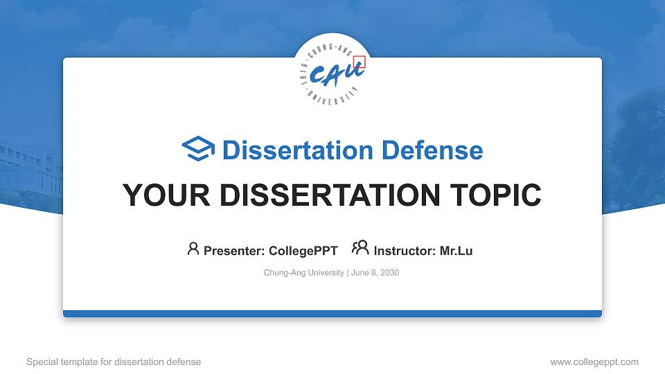 Chung-Ang University Graduation Thesis Defense PPT Template16:9 ratio PPT effect preview image