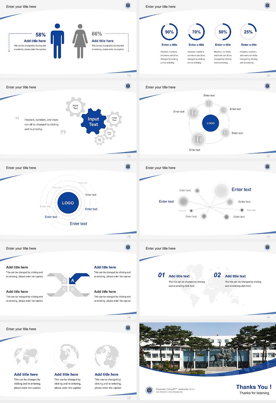 Ajou University Course/Courseware Creation PPT Template16:9 ratio PPT effect preview image4