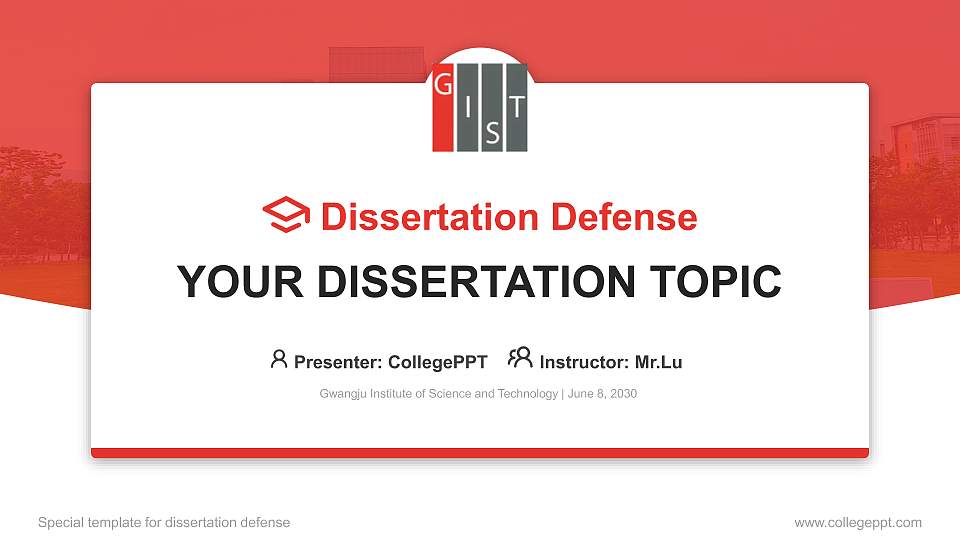 Gwangju Institute of Science and Technology Graduation Thesis Defense PPT Template16:9 ratio PPT effect preview image