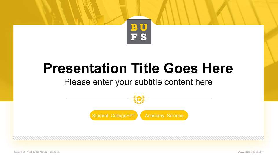 Busan University of Foreign Studies National Scholarship Defense PPT Template16:9 ratio PPT effect preview image