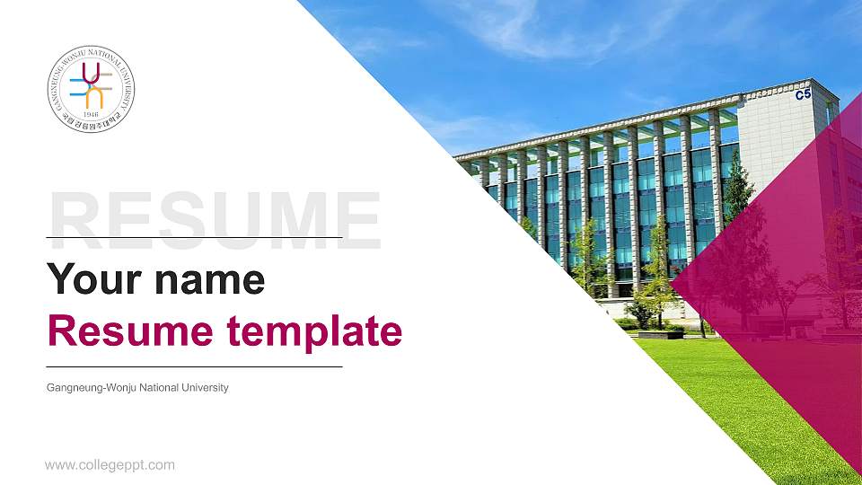 Gangneung-Wonju National University Resume PPT Template16:9 ratio PPT effect preview image