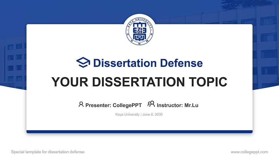 Kaya University Graduation Thesis Defense PPT Template16:9 ratio PPT effect preview image