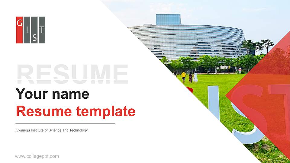 Gwangju Institute of Science and Technology Resume PPT Template16:9 ratio PPT effect preview image