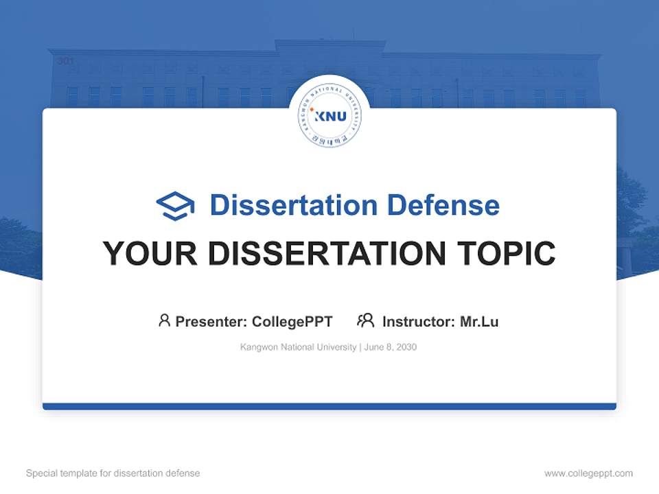 Kangwon National University Graduation Thesis Defense PPT Template4:3 ratio PPT effect preview image7