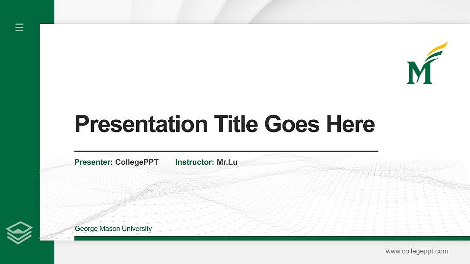George Mason University Thesis Proposal/Graduation Defense PPT Template16:9 ratio PPT effect preview image