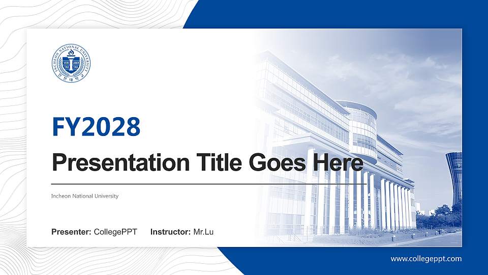 Incheon National University Academic Presentation/Research Findings Report PPT Template16:9 ratio PPT effect preview image