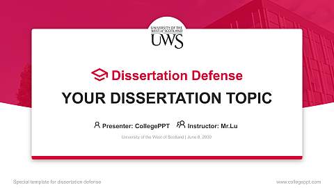 University of the West of Scotland Graduation Thesis Defense PPT Template