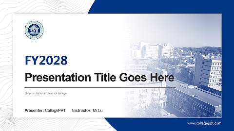 Cheonan National Technical College Academic Presentation/Research Findings Report PPT Template